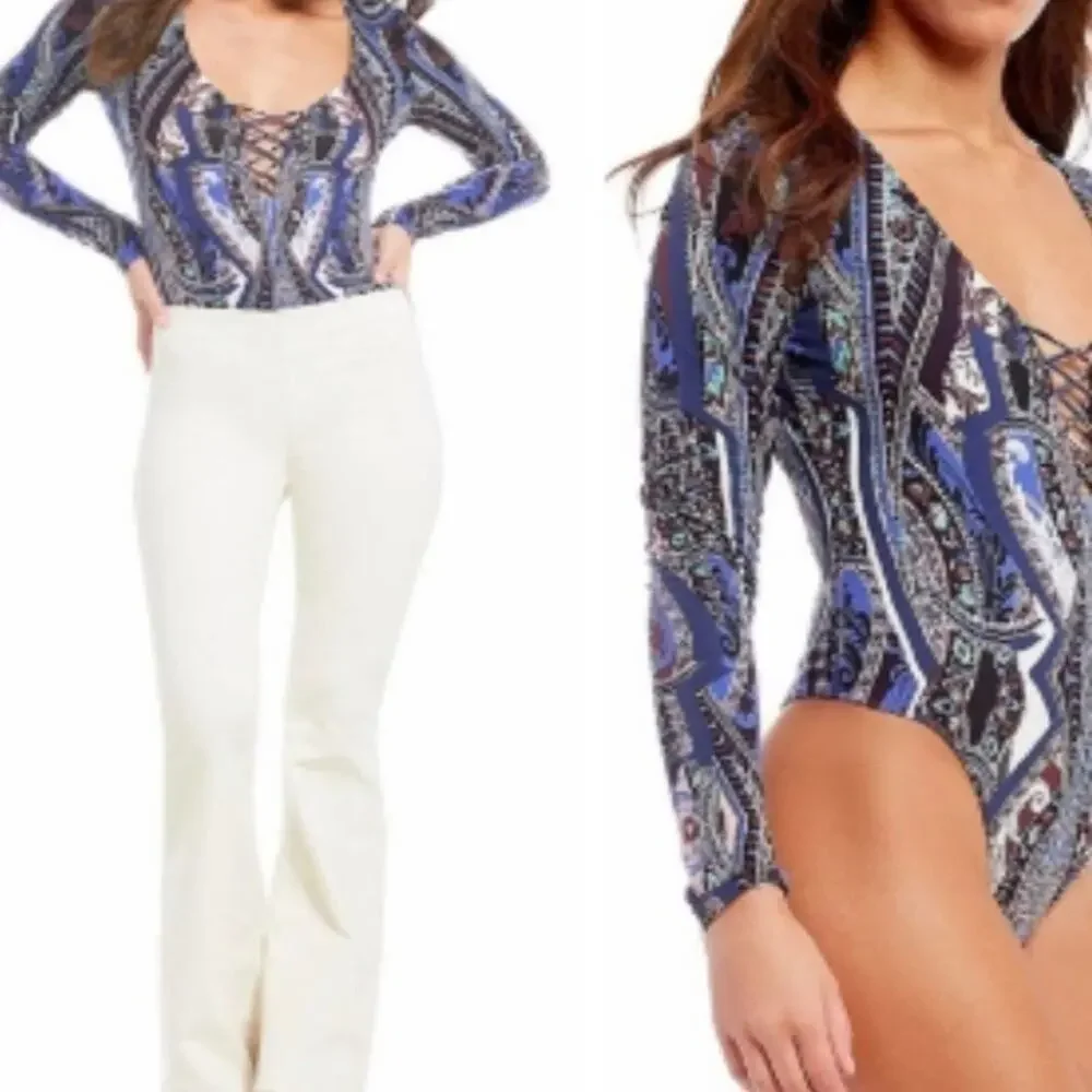 FREE‎ People Pick a Place Lace Up Bodysuit size small new